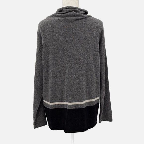 StyleMint 100% Cashmere Cowl Neck Colorblock Striped Sweater - Size Medium - Picture 3 of 6